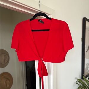 Missguided Red Tie-Front Crop Top